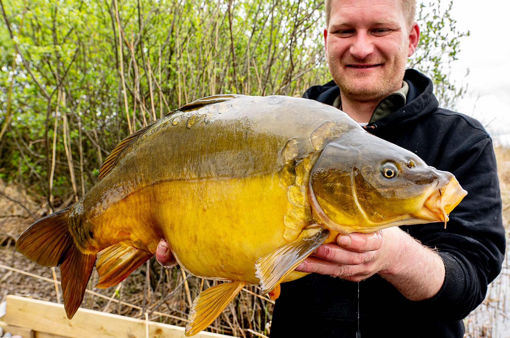 Søren med en af de fine karper fra turen. Øverst Morten Bak med en af sine fine fisk taget på boilies fra CFC-Bait.