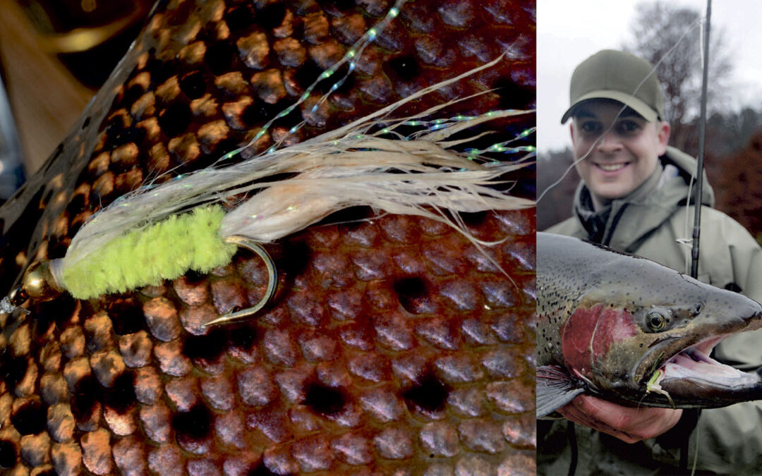 Herning Fluen, går under flere navne, og findes både med kuglehoved (som her), kuglekæde øjne eller helt uden belastning. En købeversion fås bl.a. fra Unique Flies.