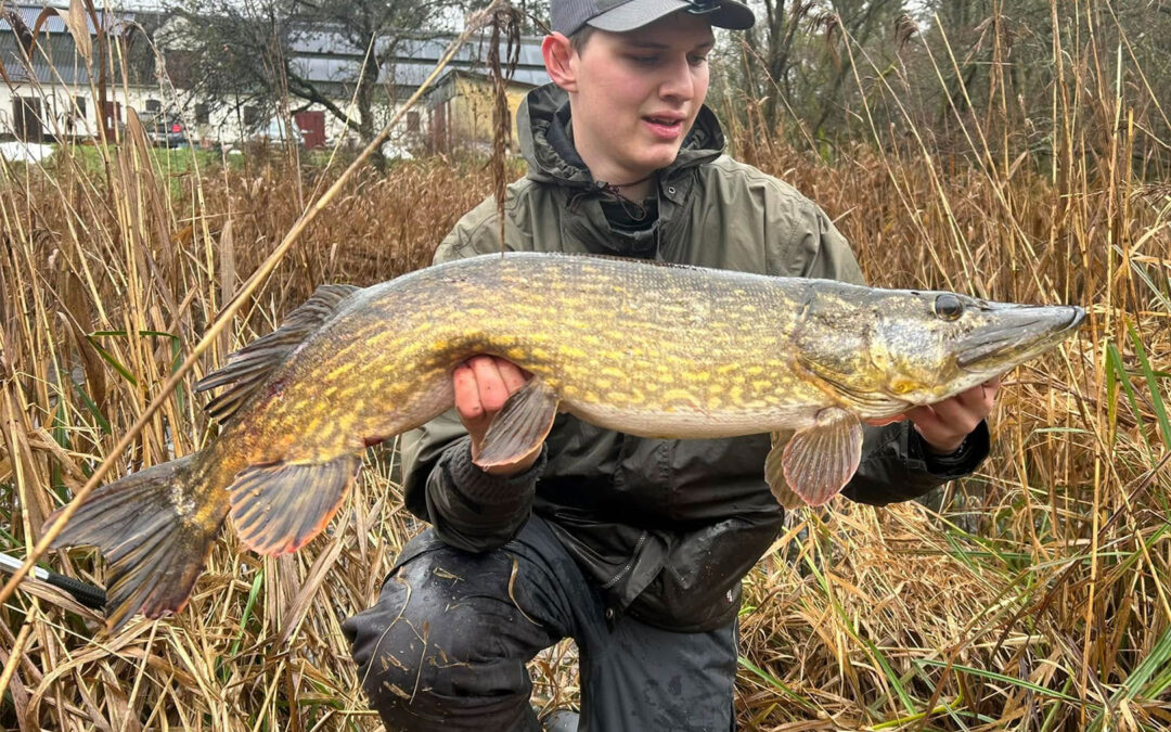Steffen med sin flotte gedde fra junioirturen i Kolding Sportsfiskerforening