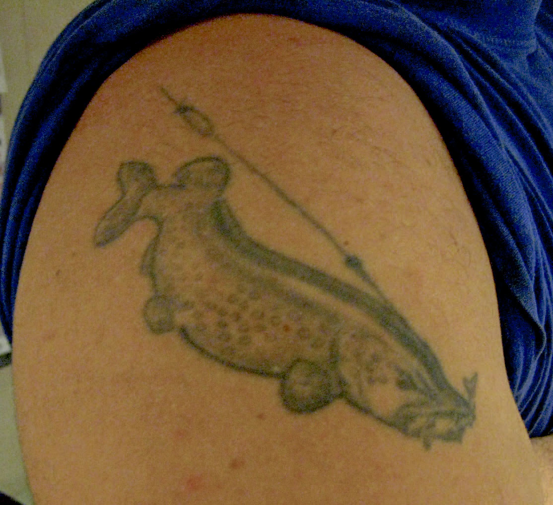 En af skandinaviens skrappestegeddefisker – David Lundqvist har i 14 år haft denne storgedde siddende på overarmen.