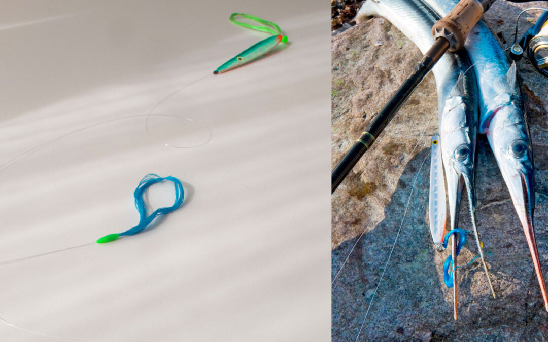 Med silketråd på både blink og på ophænger er der chance for dobbelt op på hornfisk.