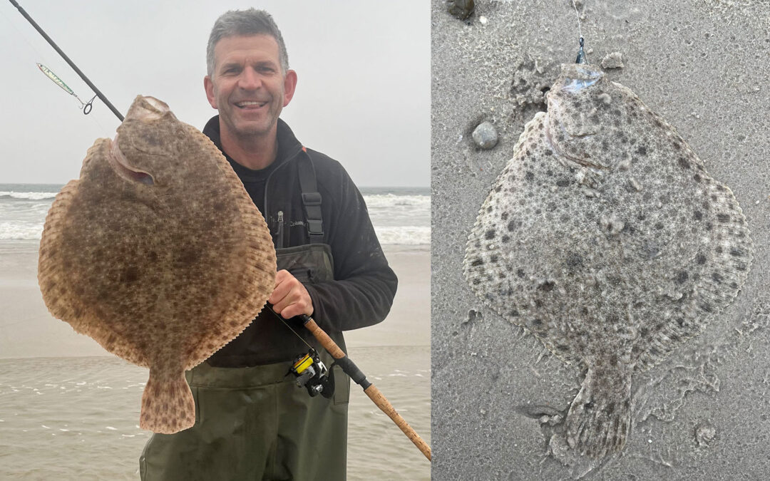 Henning Trier med sine flotte pighvar fra Vestkysten