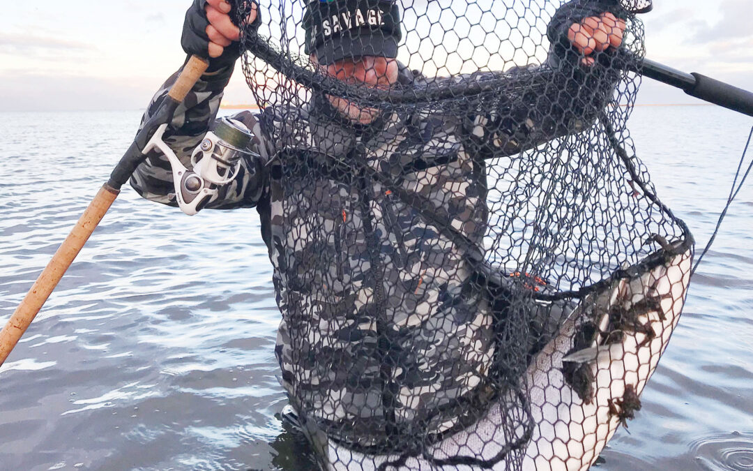 Mads Grosell med massiv havørred taget på Savage gears Line Thru Sandeel