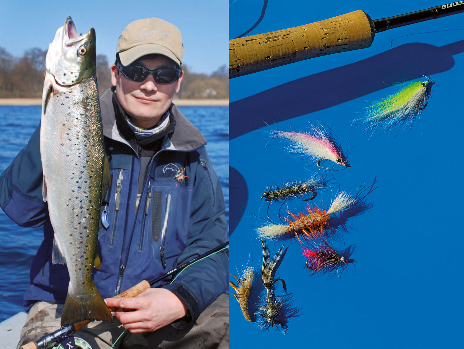 Kystfluefiskeri efter havørred fra båd