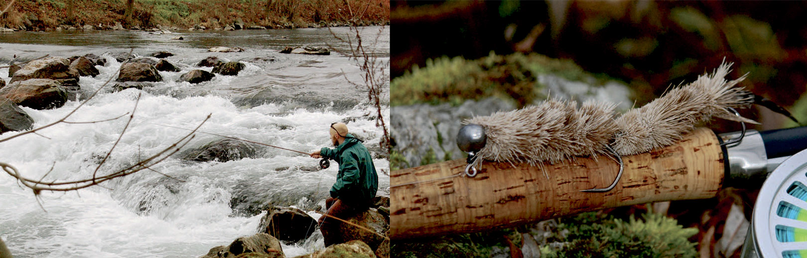 1) Det kræver en tung flue at nåbunden i det hurtige vand. 2) Store fluer til store fisk.