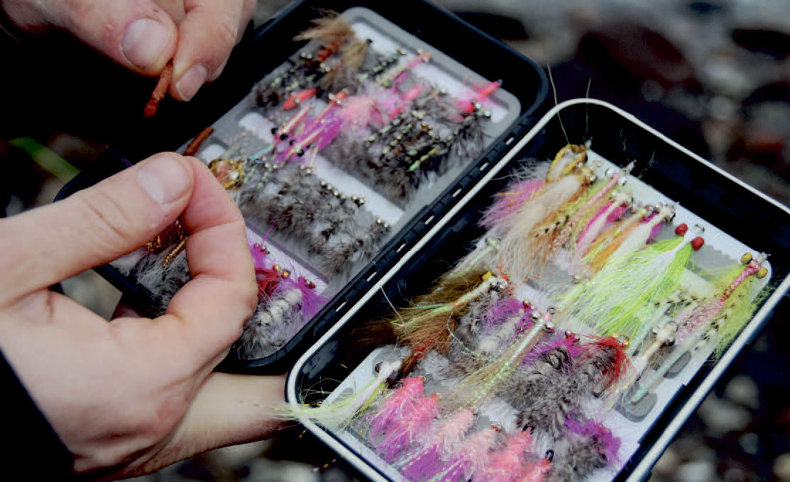 Her er Bjarke Horst Jensens flueæske til vinterkystfiskeri, som hanbl.a. dyrker på de Østfynske kyster. Grå Frede, Glimmerrejer og Clouser Minnows er blandt udvalget.