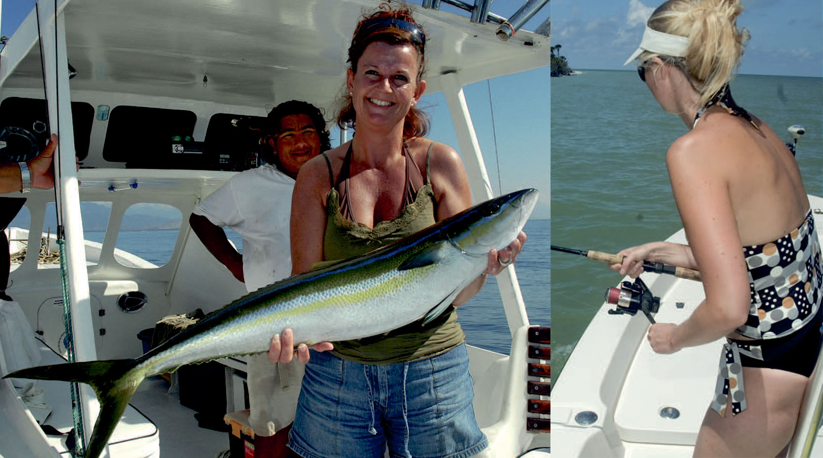 1) Her er det Hannelore igen.Denne gang med en smuk rainbow runner. 2) Her er det forfatterens bedre halvdel, der nyder Florida gode vejr og stærke snooks ved Sanibel Island.