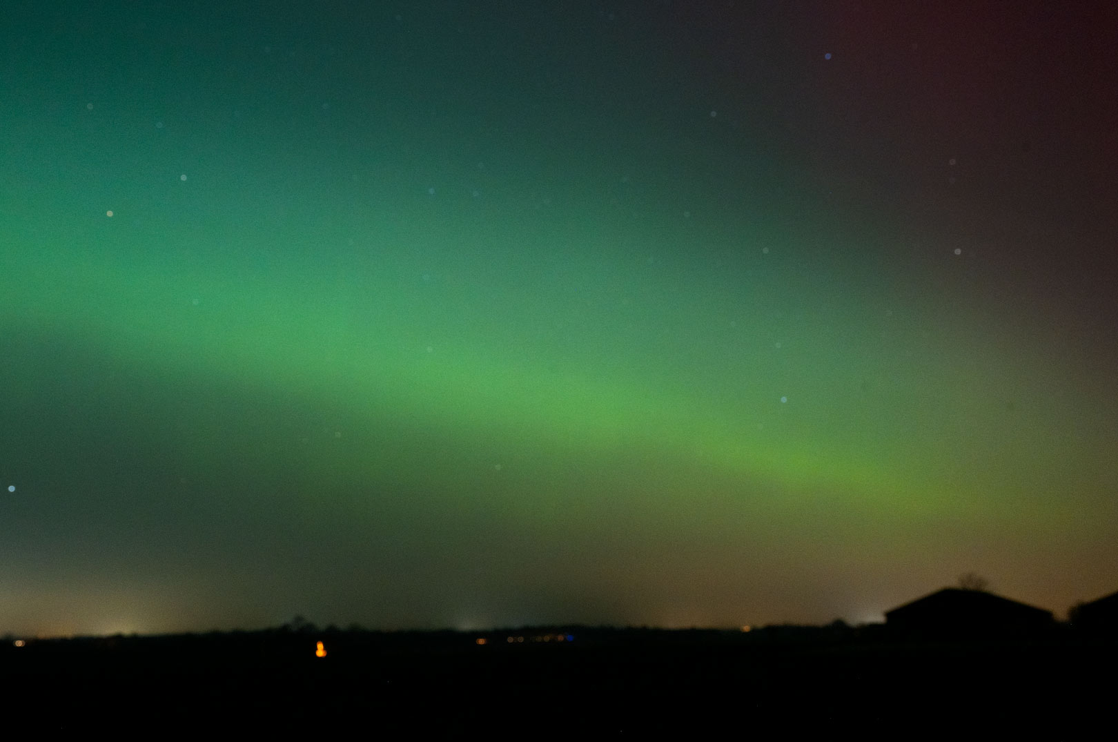Nordlys over Lynge på Sjælland i nat