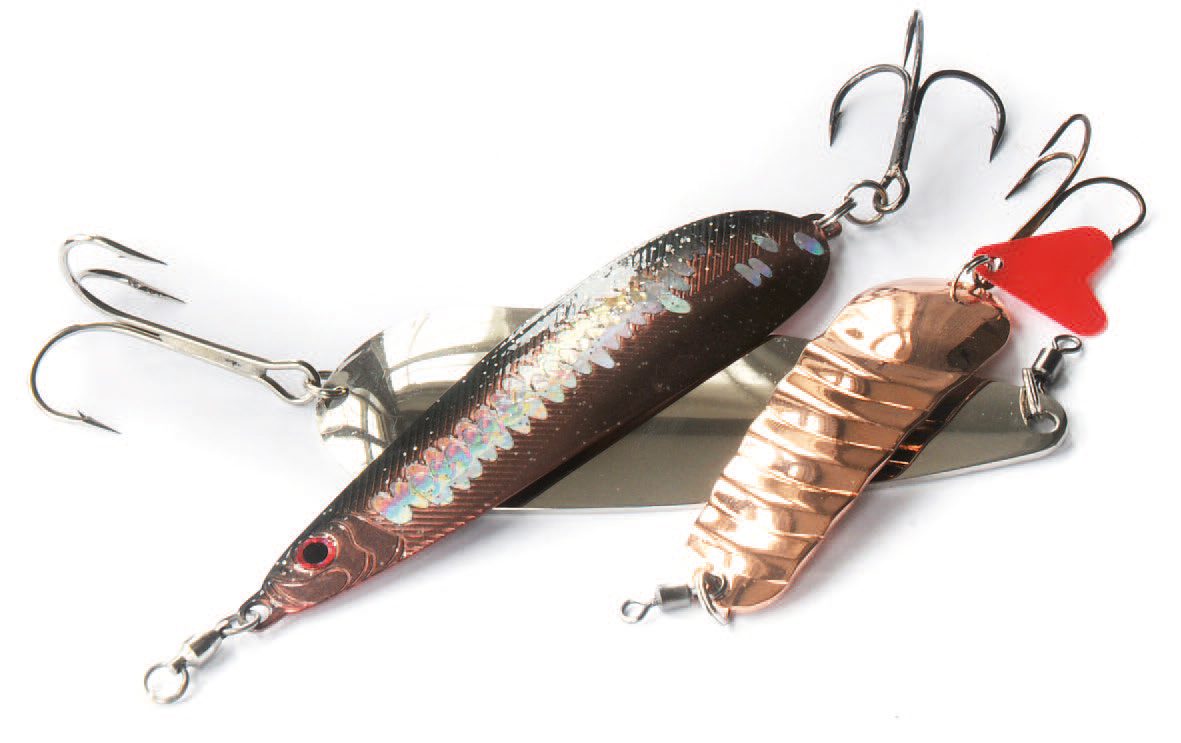 Store geddeblinkkan visse dage være rigtig gode. Her er Det SavageGears Herring Spoon, samt ABU’s Pike spoon og klassikeren ABU Atom.