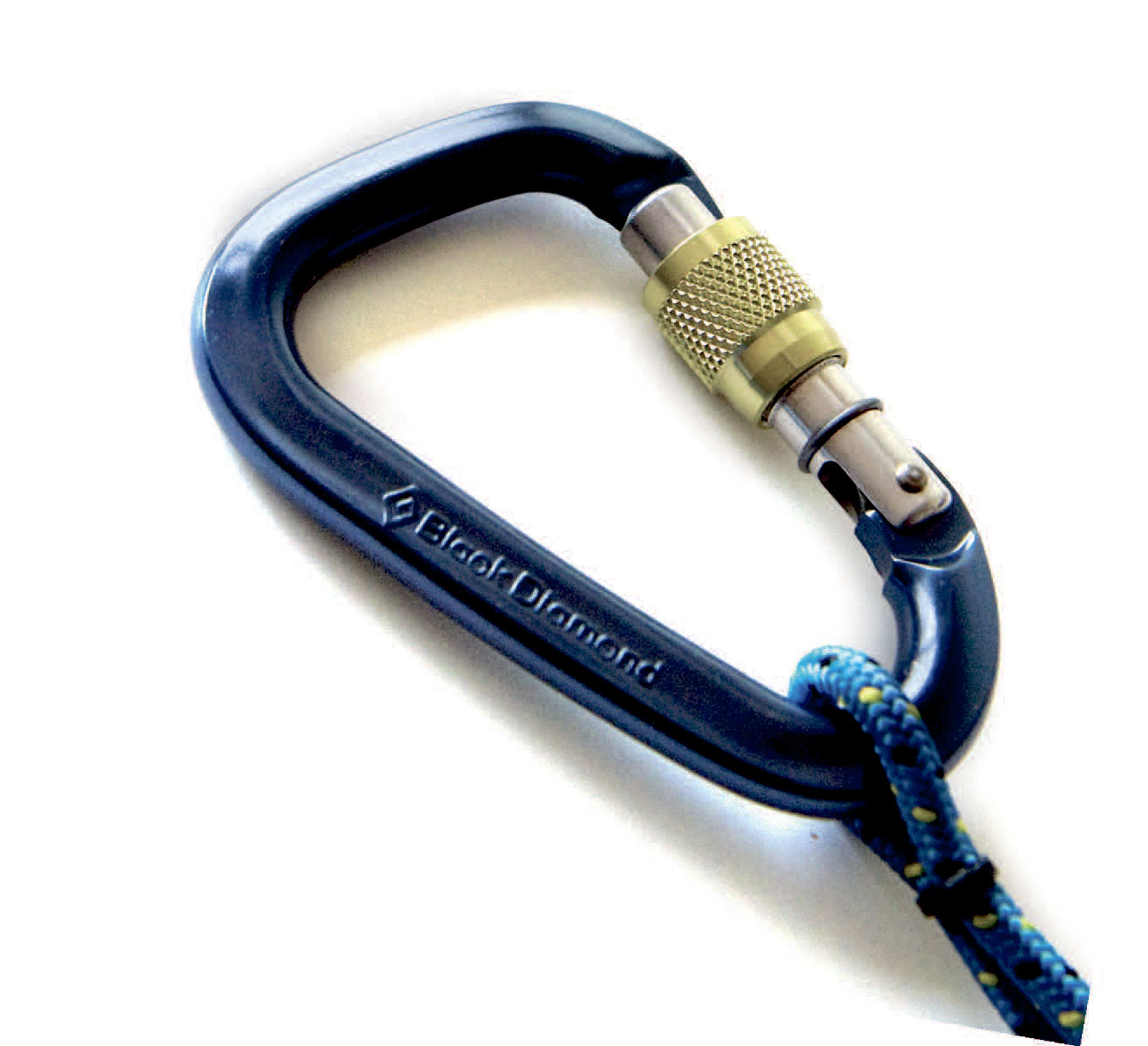 Vil man gå med bådelivrem og seler er en skruekarabin som fx denne fra Black Diamond et godt valg til fx ankerlinen.