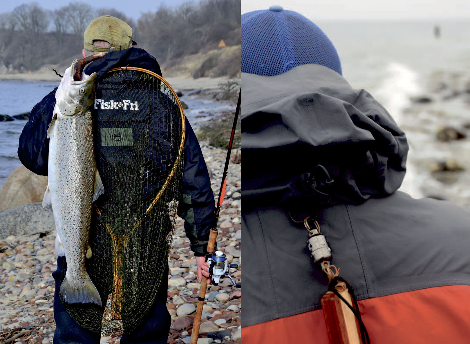 1) Man kan være heldig og støde påen havørred som denne på kysten. Og den dag det evt. sker, gælder det altså om at være 100% kampklar., 2) Med en magnetclips som fx denne fra Scierra, er nettet altid klar – en god ting hvis det skulle det blive nødvendigt!