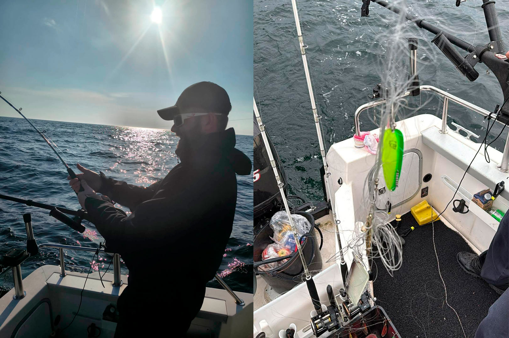 Kludder var der mere end rigeligt aF under det nidobbelte laksehug på trollingstængerne.