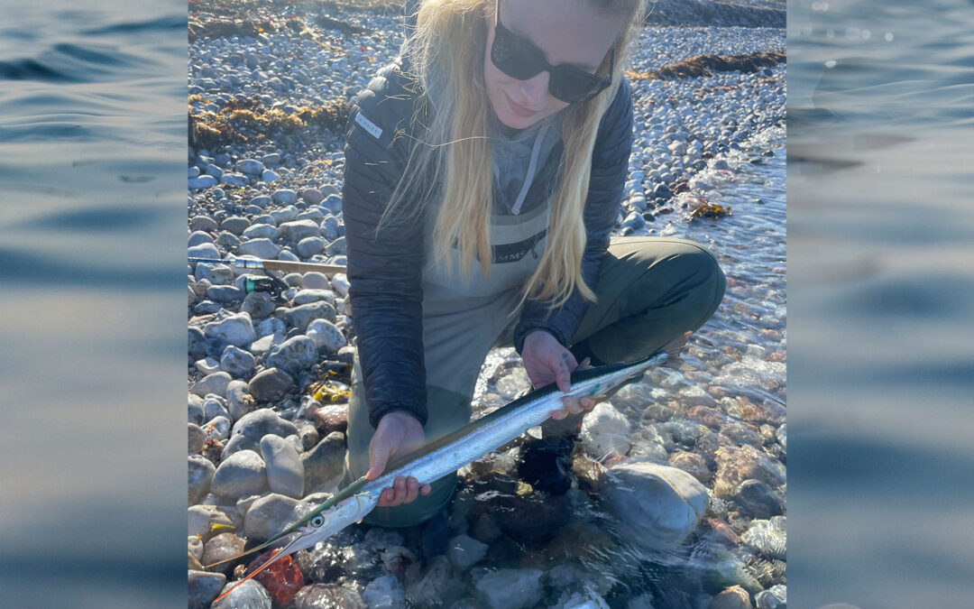 Christina Bergholdt med sin fine hornfisk fra Østfyn.