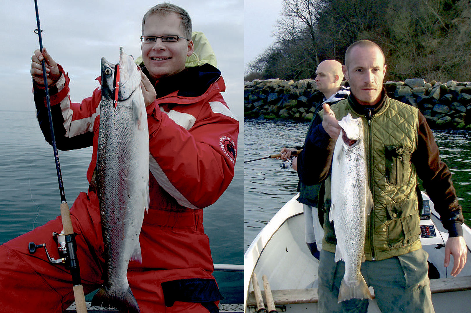 1) Christian Hoch fra det tyskemagasin Fisch und Fang med en kystørred af den slags vi alle nok ville ønske at fange på kastestangen. 2) Søren Ålbæk med en fin firekilos havørred, der huggede ud for stensætningen ved plads nummer to på kortet.