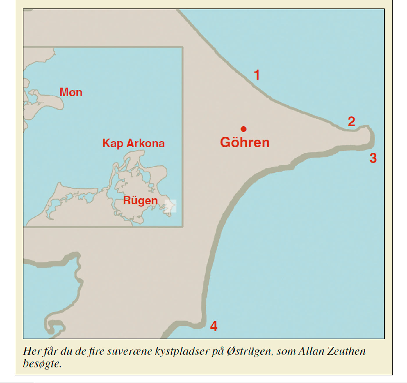 De bedste kystpladser omkring Gøhren på Rügen.